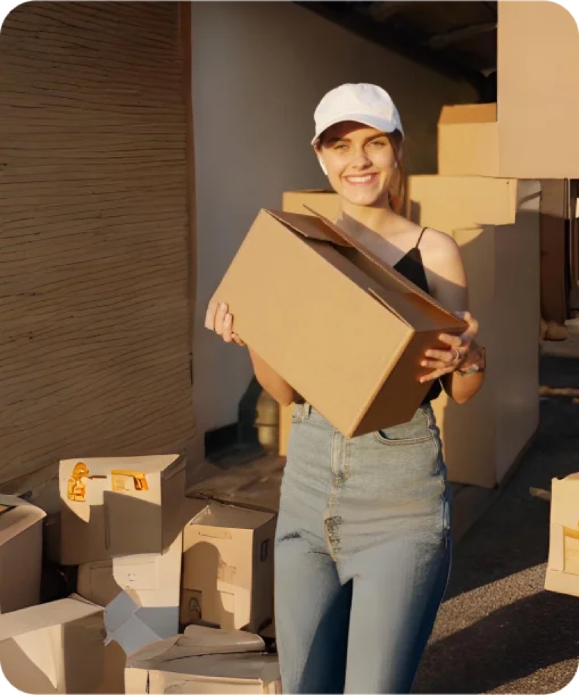 Cliente avec ses cartons